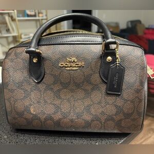 Coach Rowan Satchel Signature  Brown and Black bag